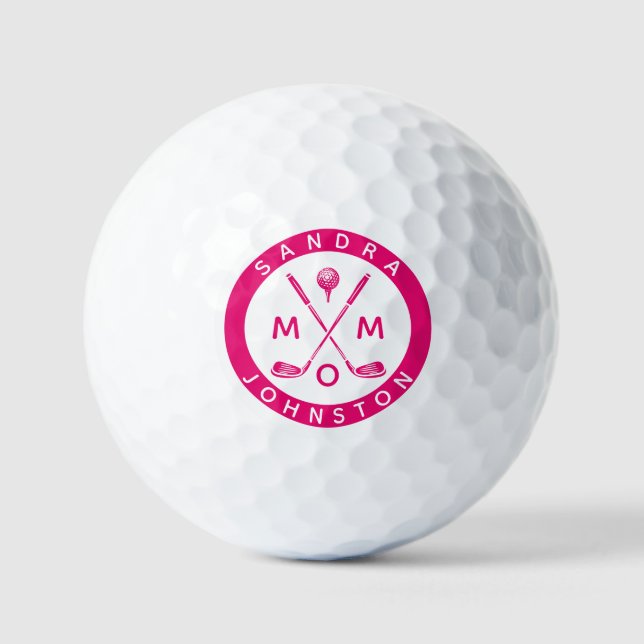 Modern Mum Personalised Name Golf Lover Clubs  Golf Balls (Front)