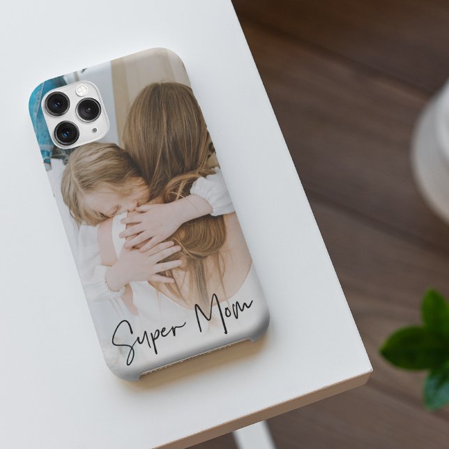 Modern Mum Photo & Super Mum Text | Gift For Mum iPhone Case (Creator Uploaded)
