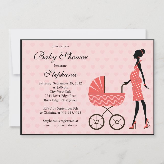 Modern Mum to Be Girl  Carriage Baby Shower Invitation (Front)