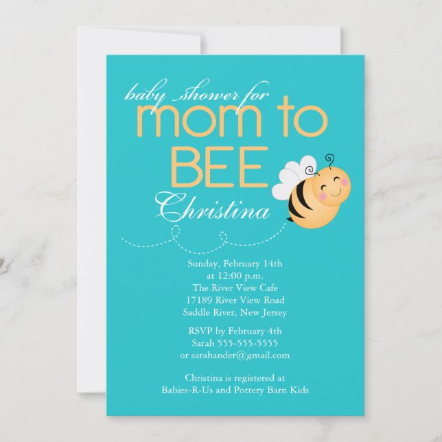 Modern Mum to Bee Baby Shower Invitation (Front)