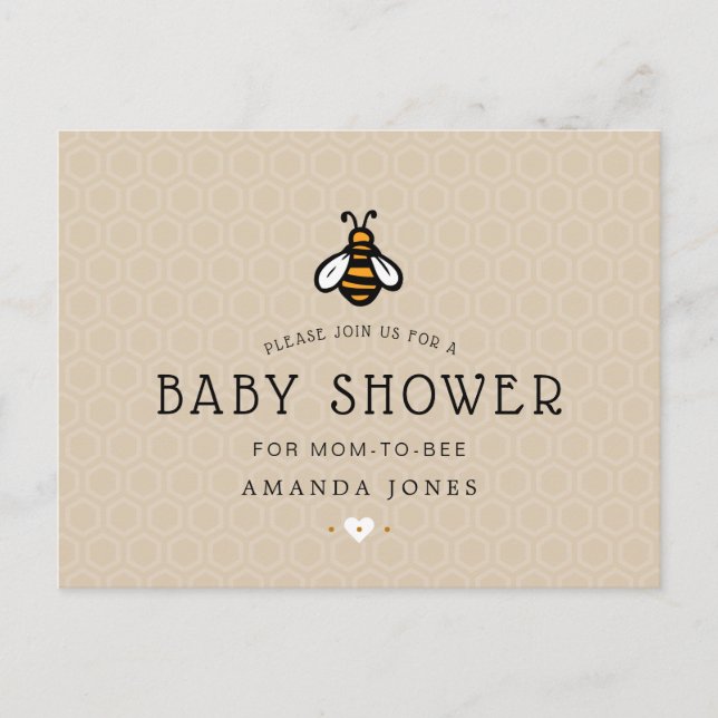 Modern Mum-To-Bee Baby Shower Invitation Postcard (Front)