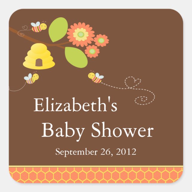 Modern Mum to Bee Baby Shower Sticker (Front)
