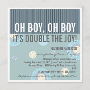 Modern Mum Twin Boy Baby Shower Invitation