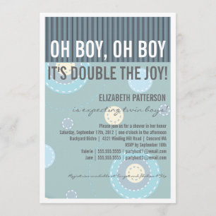 Modern Mum Twin Boy Baby Shower Invitation