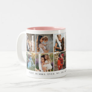 Modern Mumma Collage, 10 Photo Grid, Gift for Mom Two-Tone Coffee Mug