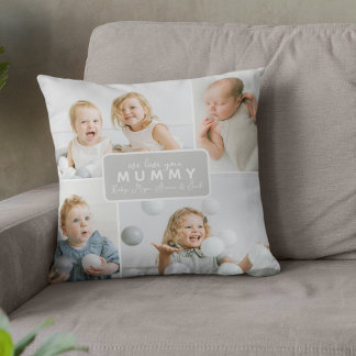 Modern Mummy 4 Photo Grey Cushion