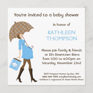 Modern Mummy Baby Bump BOY Shower Party Invitation