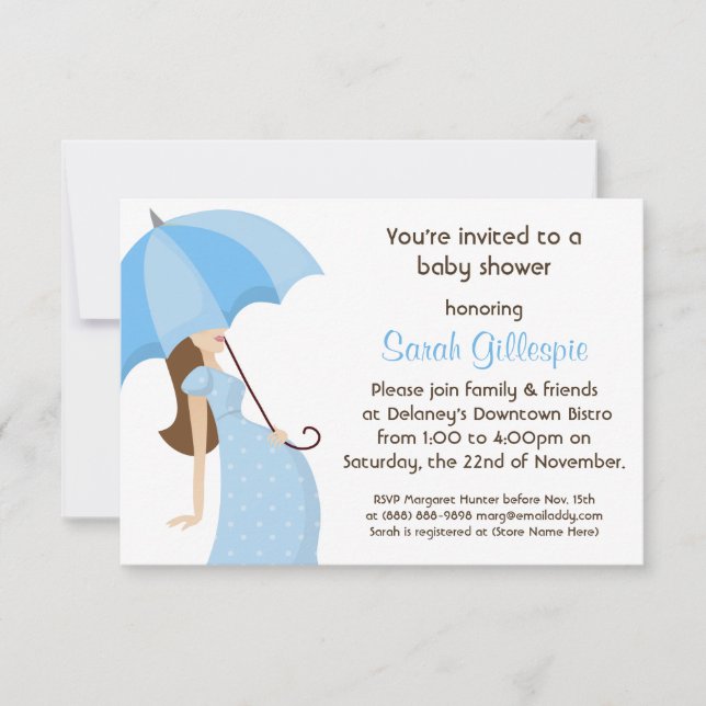 Modern Mummy Blue Boy Baby Shower Party Invitation (Front)
