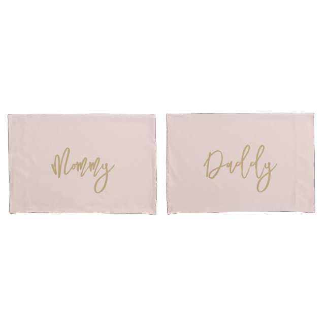 Modern Mummy Daddy Gold Personalised Monogram Name Pillowcase (Front-Set)