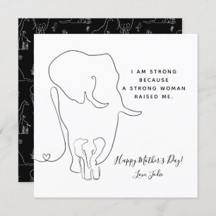 Modern Mummy Elephant Line Art Mother's Day Card