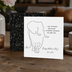 Modern Mummy Elephant Line Art Mother's Day Card