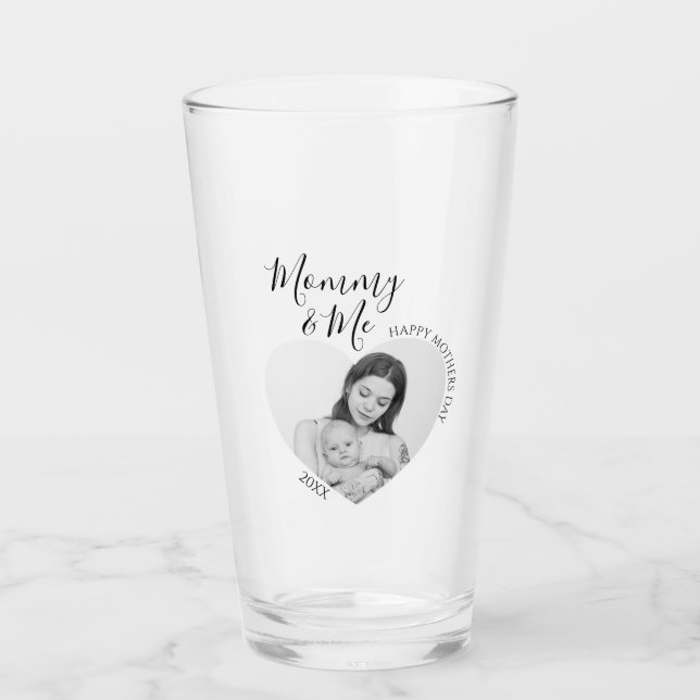 Modern Mummy & Me | Heart Photo Glass (Front)