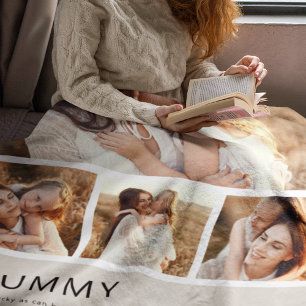Modern Mummy Photo Strip Collage Fleece Blanket