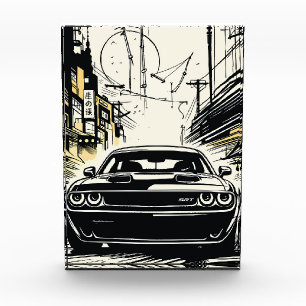Modern Muscle Car Front Pop Art Illustration Print Photo Block
