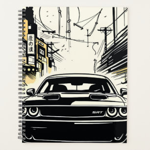 Modern Muscle Car Front Pop Art Illustration Print Planner