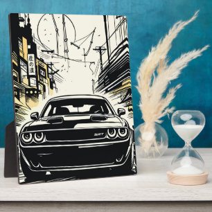 Modern Muscle Car Front Pop Art Illustration Print Plaque