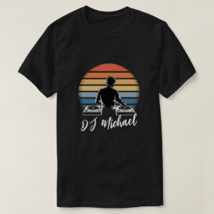 Modern Music DJ Mixer Retro Personalised Name  T-Shirt