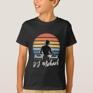 Modern Music DJ Mixer Retro Personalised Name  T-Shirt