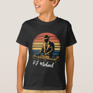 Modern Music DJ Mixer Retro Personalised Name  T-Shirt