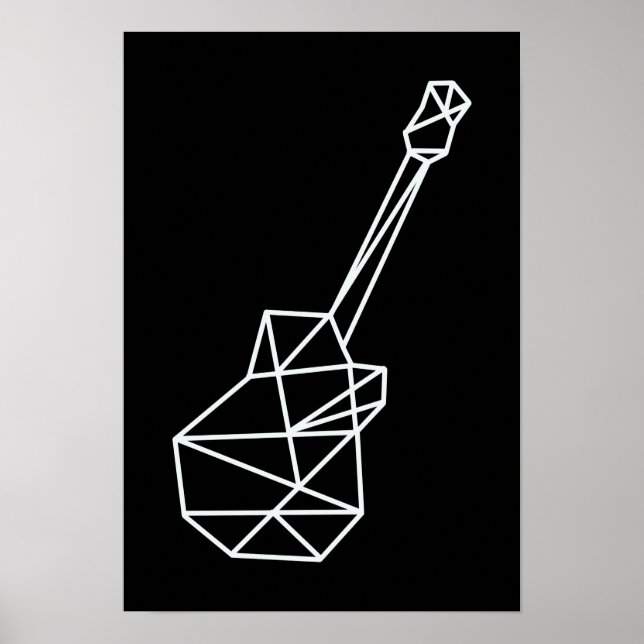 modern music geometric guitar on black poster (Front)