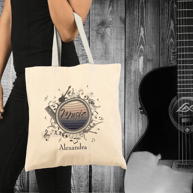 Modern Music Notes Design  Tote Bag (Creator Uploaded)