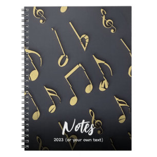 Modern Music Notes Gold Black Music Lover Abstract Notebook