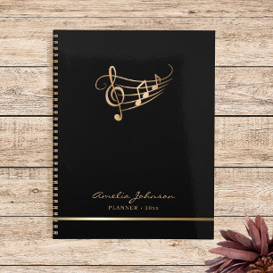 Modern Music Notes Gold Elegant Customisable Planner