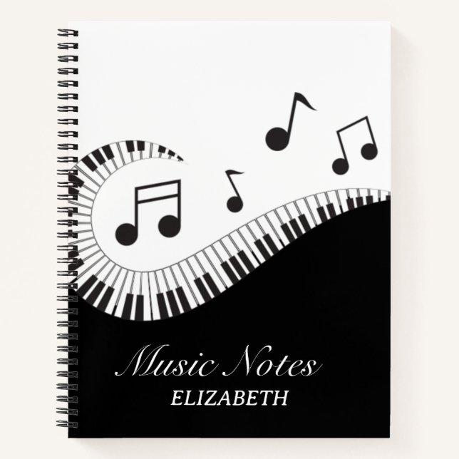 Modern Music Notes Piano Keyboard Teacher Notebook (Front)