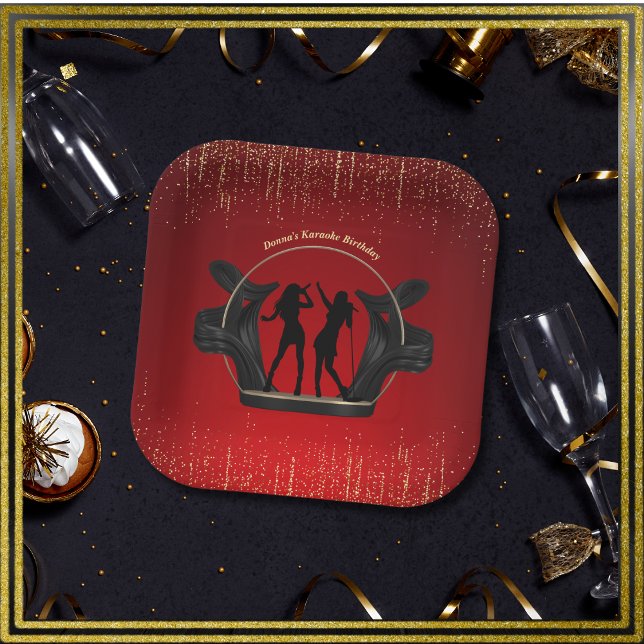 Modern Music Party Karaoke Birthday Paper Plates (Modern Music Party Karaoke Birthday Plates)