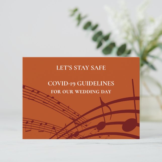 Modern MUSIC STAVES Wedding Safety Enclosure Card (Standing Front)