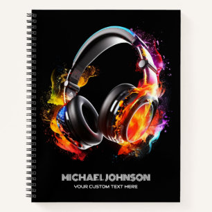 Modern Music Teen Headphones DJ Songwriter Band Notebook