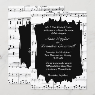 Modern Music Theme Wedding Invitation
