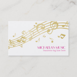 Modern Musical Business Branding Gold Music Notes Card