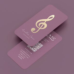 Modern Musician Musical Note Dusty Pink Business Card