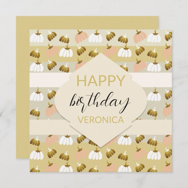 Modern Mustard Blush Artistic Pumpkins Card (Front/Back)