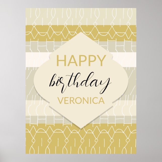 Modern Mustard Blush Tones With Geometric Pattern Poster (Front)