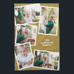 Modern Mustard Multi Photo Family Collage Kitchen  Tea Towel<br><div class="desc">Celebrate your favourite memories with this modern photo collage kitchen towel. Featuring a warm mustard background and clean white borders, this custom design lets you display multiple family photos along with your family name or personalised text. Perfect as a thoughtful gift for parents, grandparents, or friends who love stylish, sentimental...</div>