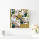 Modern mustard multi photo family home decor square wall clock<br><div class="desc">Modern mustard simple contemporary elegant multi photo family home decor clock. Ideal birthday,  Christmas,  anniversary,  Mothers day,  fathers day,  new home,  wedding gift.</div>