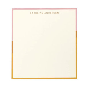 Modern Mustard Pink Border Personalised Name  Notepad