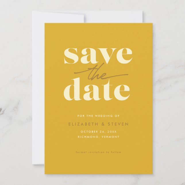 Modern Mustard Save the Date Card (Front)