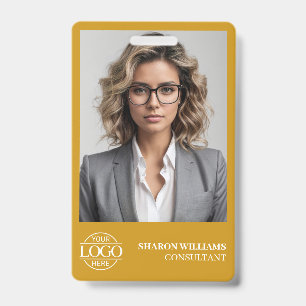 Modern Mustard Yellow Employee Photo Company Logo ID Badge