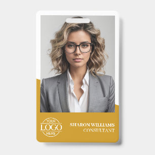 Modern Mustard Yellow Employee Photo Company Logo ID Badge