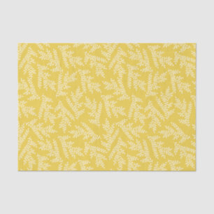 Modern Mustard Yellow Floral Leaves Pattern Tissue Paper