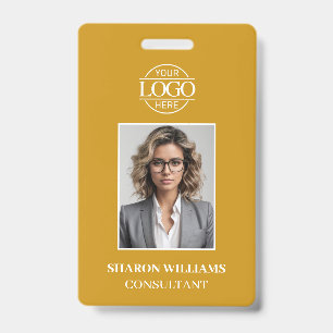 Modern Mustard Yellow Minimalist Employee Photo ID Badge
