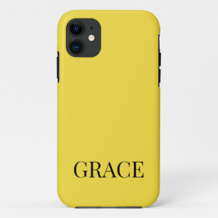 Modern Mustard Yellow Personalised Name iPhone 11 Case