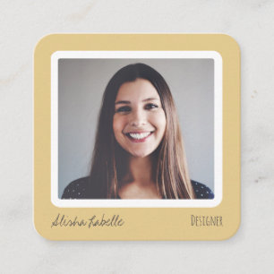 Modern Mustard Yellow Social Media Follow Me Photo Square Business Card