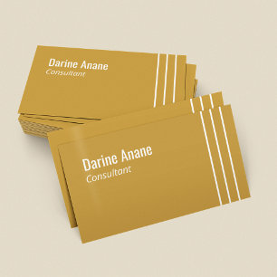 Modern Mustard Yellow & White Striped Professional Business Card