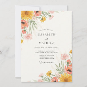 Modern Mustard Yellow Wildflower Wedding Invitation