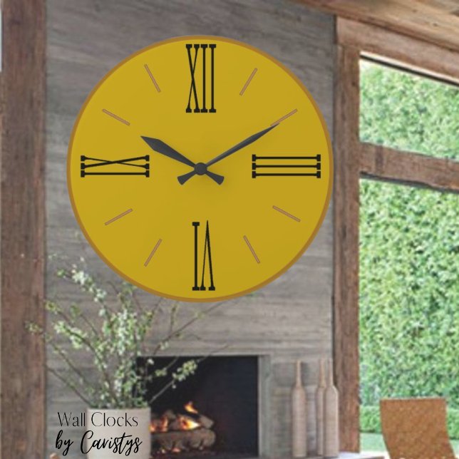 Modern Mustard Yellow with Gold Trim  Large Clock (Creator Uploaded)