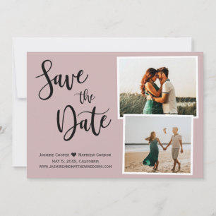 Modern Muted Blush Elegant Handwritten Calligraphy Save The Date
